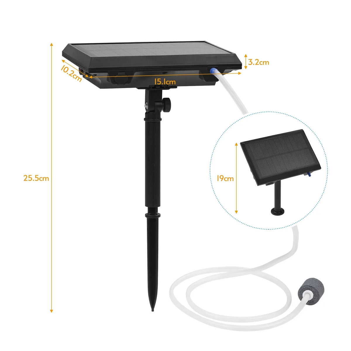 5.5V 1.5W Solar Air Pump Fish Oxygenator with Aquarium & Air Bubble Stone Pond Pump Aerator Rechargeable Fishing Fish Tranportation Small Ponds Pools Circulation Garden L