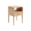 Modern Minimalist Wooden Nightstand with Drawer and Open Storage