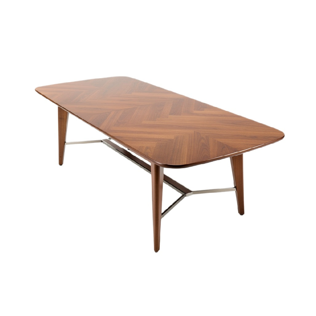 Modern Rectangular Wooden Dining Table with Chrome Legs