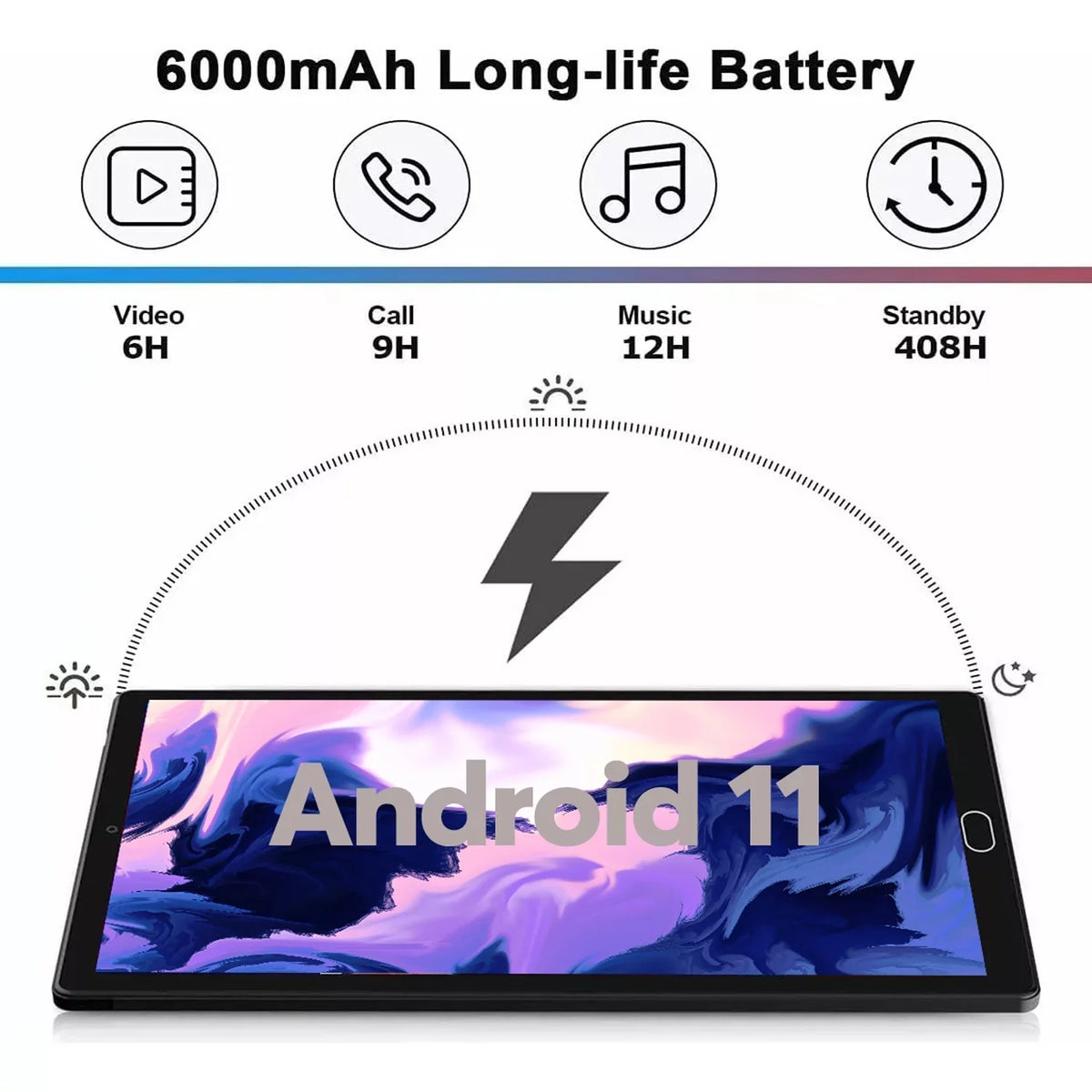 10 inch Tablet Android 11 Tablets with Keyboard, 4GB RAM 64GB ROM 128GB Expand, 5G/2.4G Wi-Fi, HD IPS Display, 6000mAh Tablet PC with Case,Mouse,GMS Certified,Black
