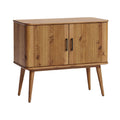Mid-Century Modern Wooden Sideboard with Textured Finish and Legs