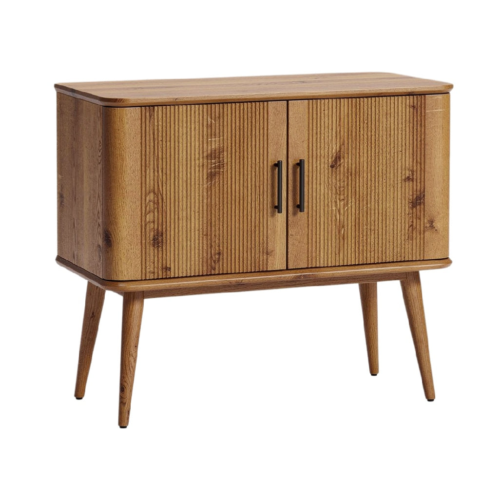 Mid-Century Modern Wooden Sideboard with Textured Finish and Legs