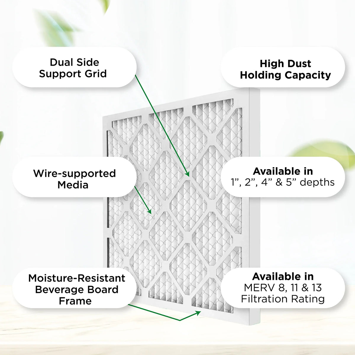 12x25x1 MERV 11, MPR 1000 Pleated AC Furnace 1" Air Filters by Pamlico. Case of 12. Actual Size: 11-1/2 x 24-1/2 x 3/4