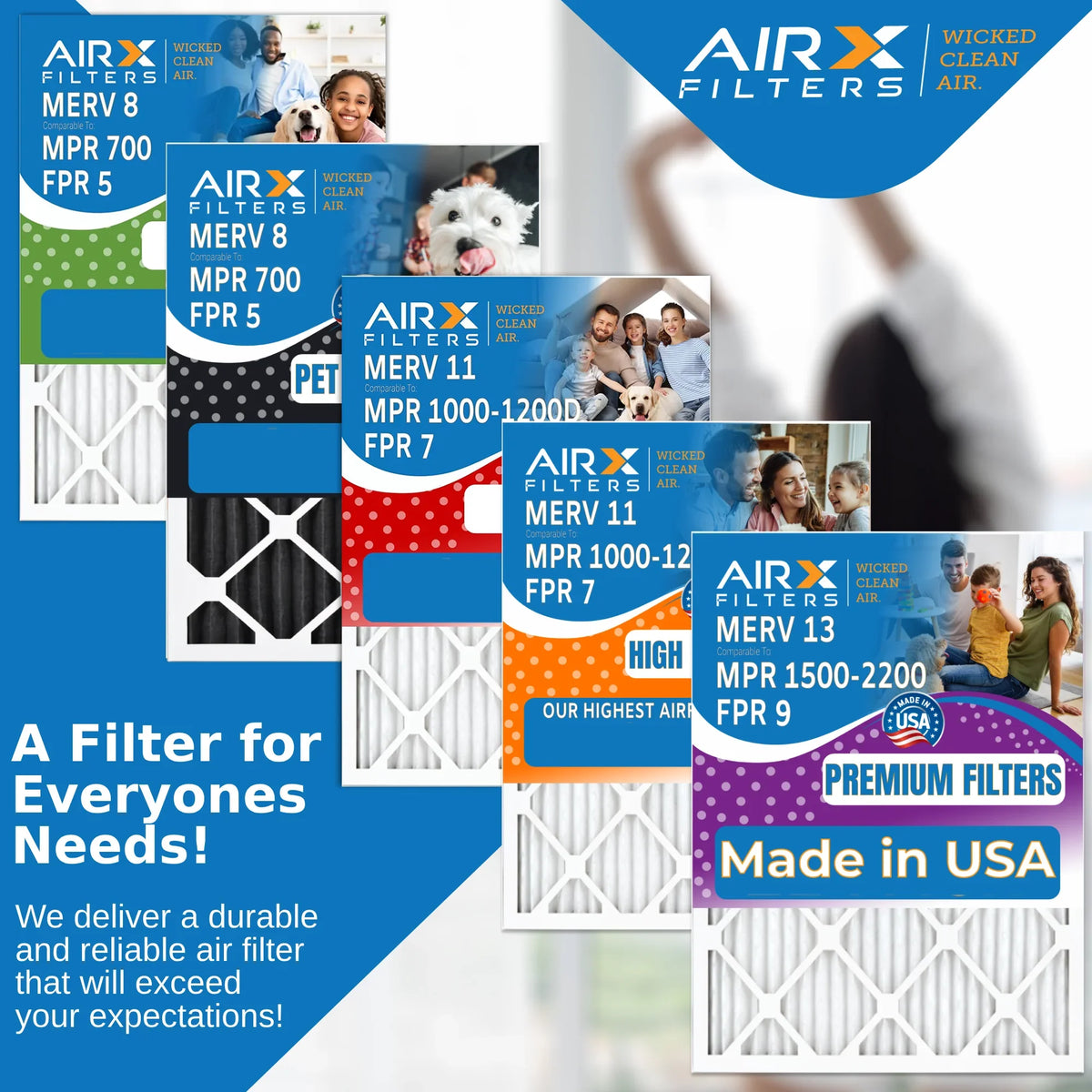 12x18x1 Air Filter MERV 8 Comparable to MPR 700 & FPR 5 Electrostatic Pleated Air Conditioner Filter 6 Pack HVAC AC Premium USA Made 12x18x1 Furnace Filters by AIRX FILTERS WICKED CLEAN AIR.