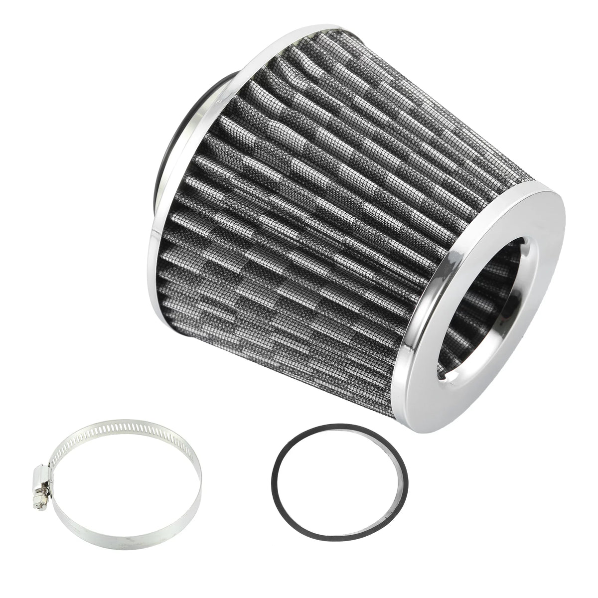 1pcs 2.7" 70mm Reducer Ring Inlet Cold Air Intake Cone Replacement Washable Clamp on Dry Air Filter Carbon Fiber Pattern